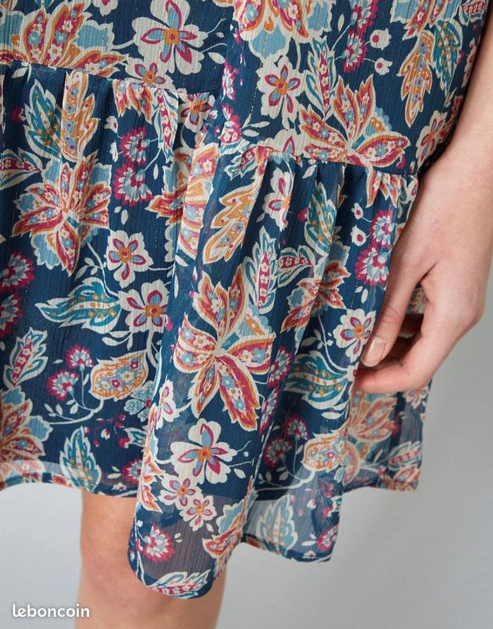 Robe courte imprimé à fleurs BLEU - RIU PARIS - TAILLE 46 - photo numéro 4
