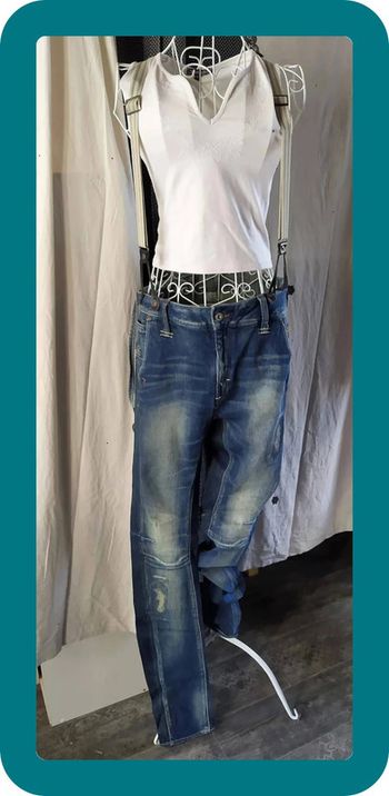 Jean melt loose tapered G star 3301 neuf à bretelles