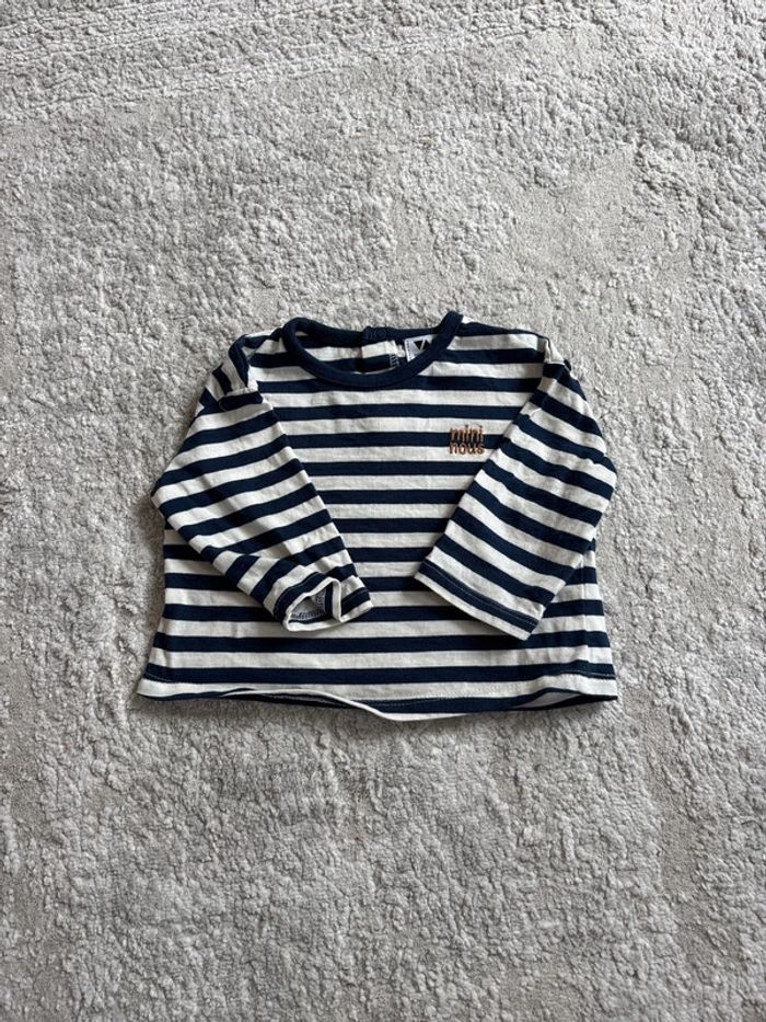 T-shirt manche longue marinière mini nous 6 mois tape à l’œil