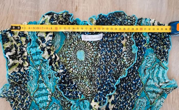 Blouse manches courtes à motifs bleu marine turquoise et vert anis Julie Guerlande Taille 1 ou 34 - photo numéro 10