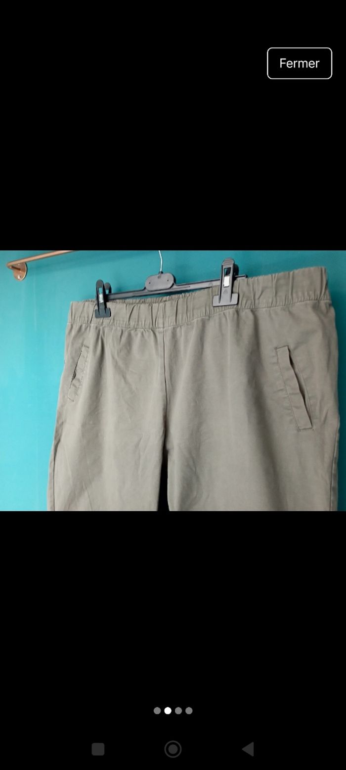 Pantacourt coton femme kaki - photo numéro 2