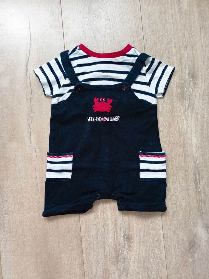 Combi short marinière 9 mois