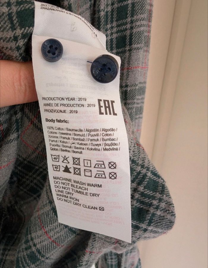Only & Sons chemise à carreaux gris/vert - Slim - Taille M - photo numéro 6