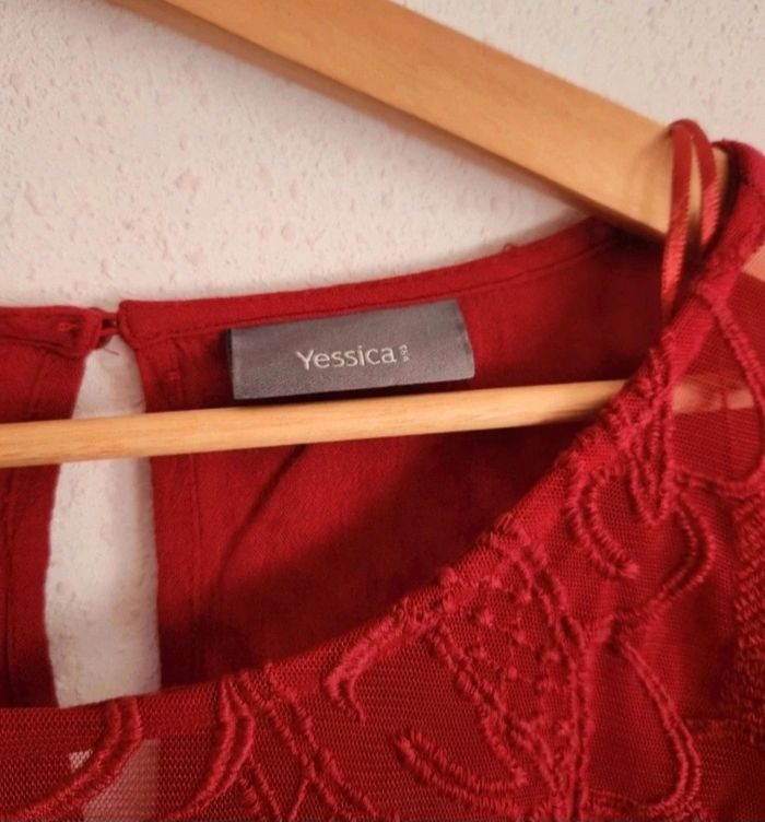 Blouse bordeaux fluide – Empiècements transparents – Taille 42 – C&A Yessica – Bon état - photo numéro 5