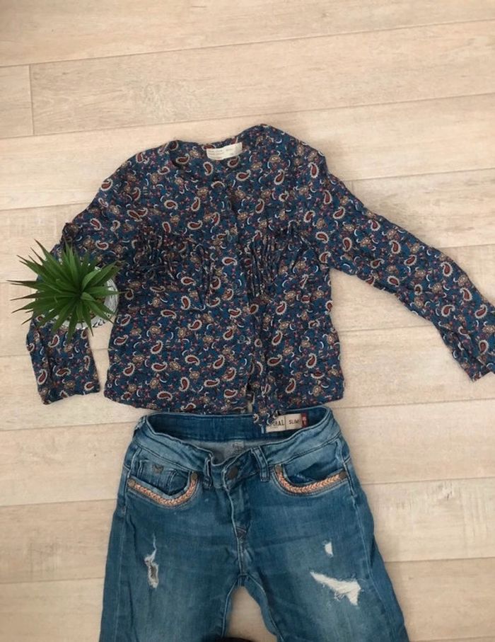 Chemise fille bleu Zara - photo numéro 2