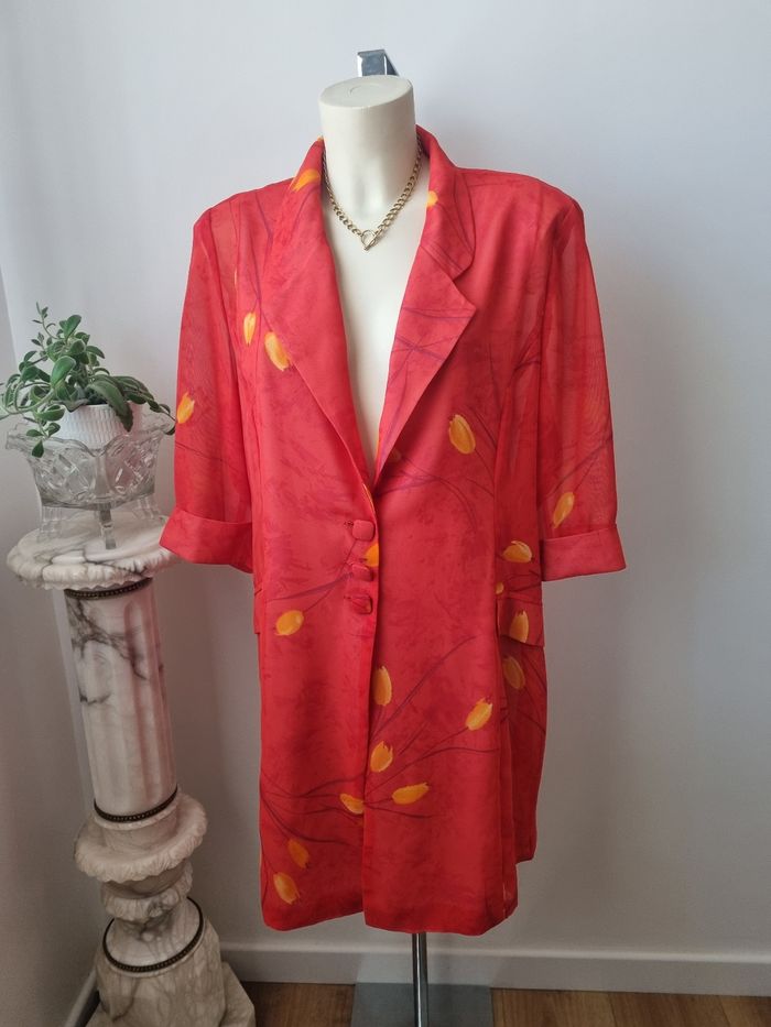 Kimono rouge fluide transparent vintage - photo numéro 5