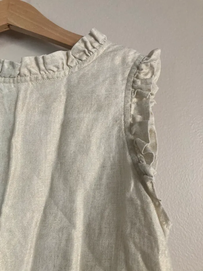 Bonpoint 🍒 haut + short en lin beige doré 8 ans - photo numéro 6