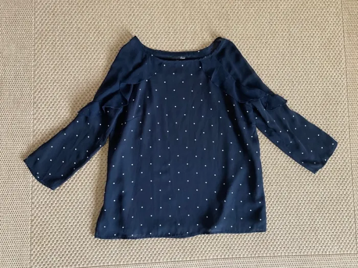 Blouse bleue plumetis