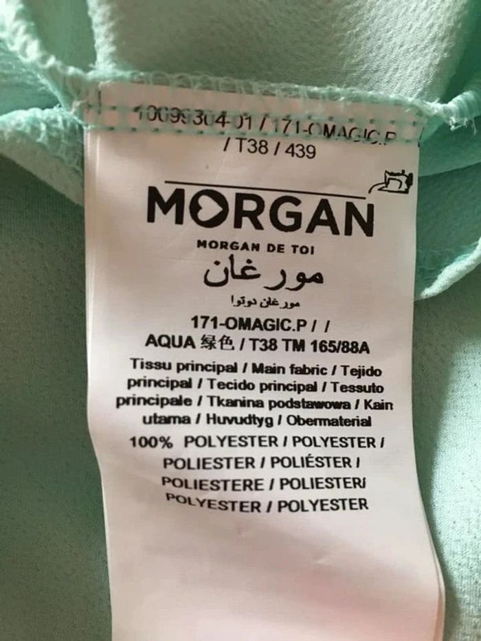 Blouse verte turquoise neuve à manches courtes Morgan taille 38 - photo numéro 13