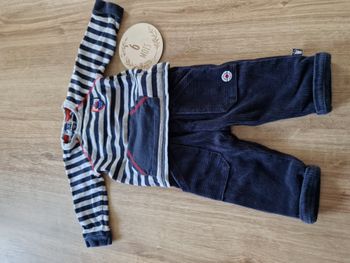 ENSEMBLE 2 Pièces Marin Terre de Marins - Pull Rayé & Pantalon Velours Côtelé - 6 mois