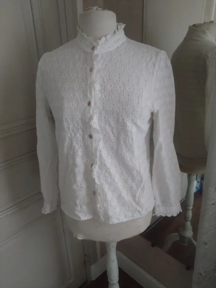 Blouse chemisette blanche stylé rétro Lovie & co t 38 m - photo numéro 7