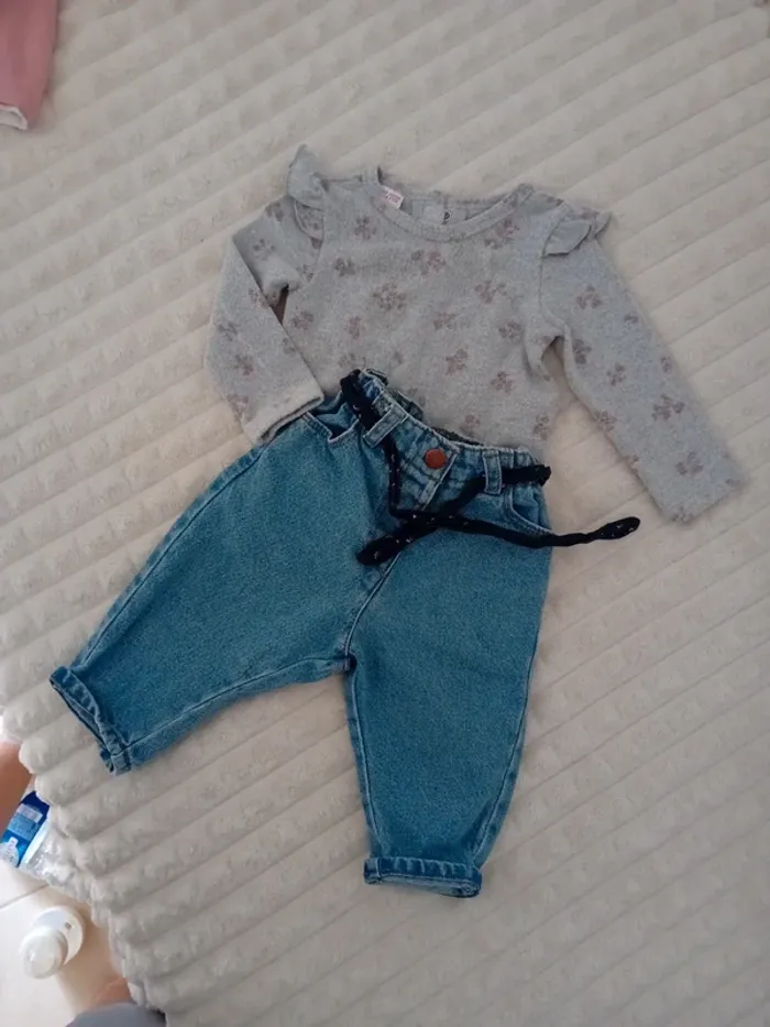 Ensemble body soft+jean mom fit 6mois 🌸👧