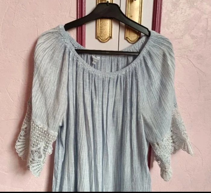 Blouse bleu écru T.3( 40/42) - photo numéro 3