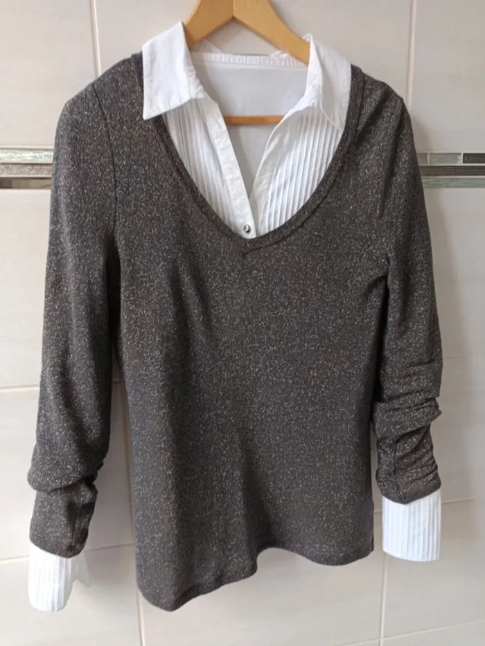 Pull col V laine+lurex t.40/44