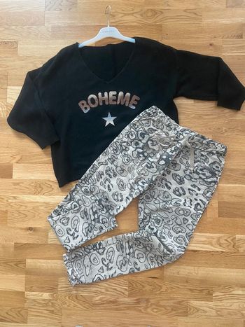 Ensemble pull bohème et jogpant imprimé