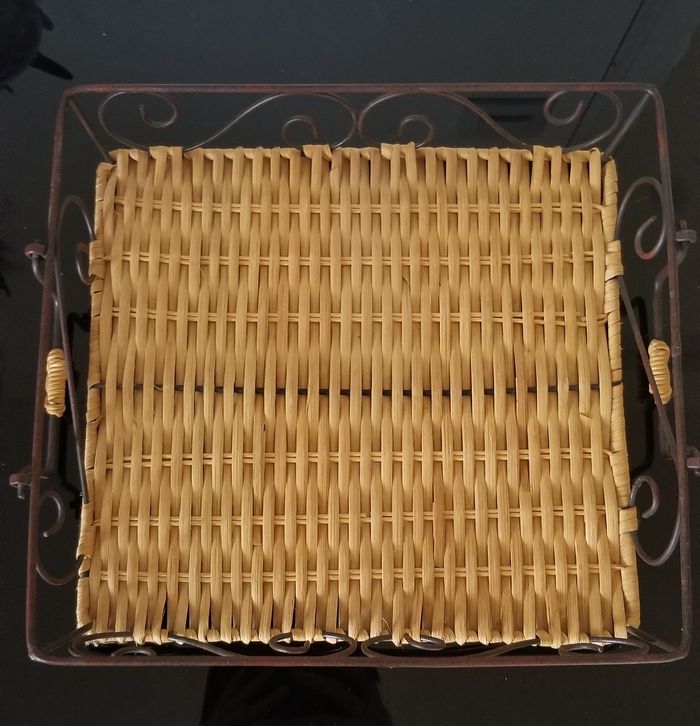 Panier en Osier et Fer Forgé - Métal vieilli - photo numéro 2