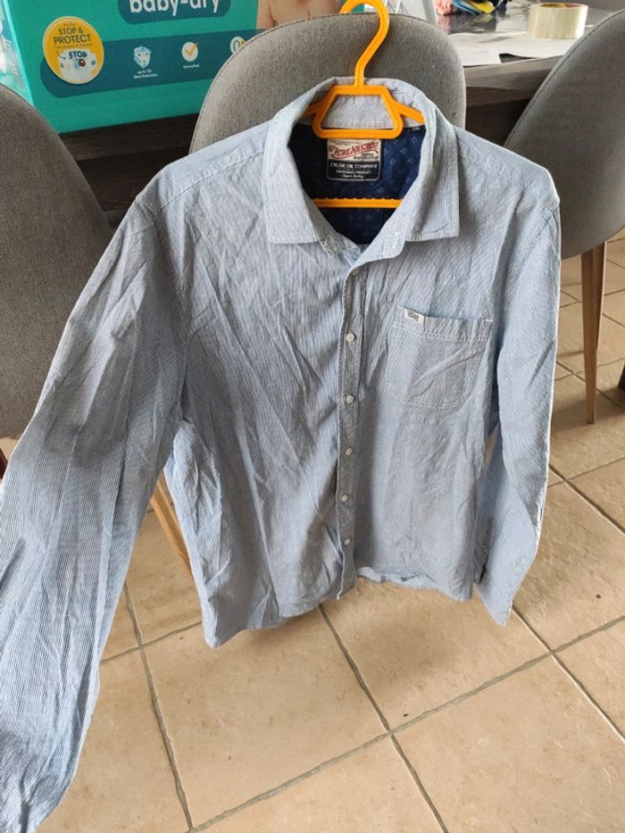 Chemise rayures bleue et blanche Pétrole Industrie