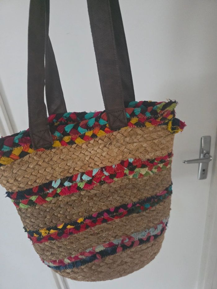 Sac en paille coloré vintage - photo numéro 2