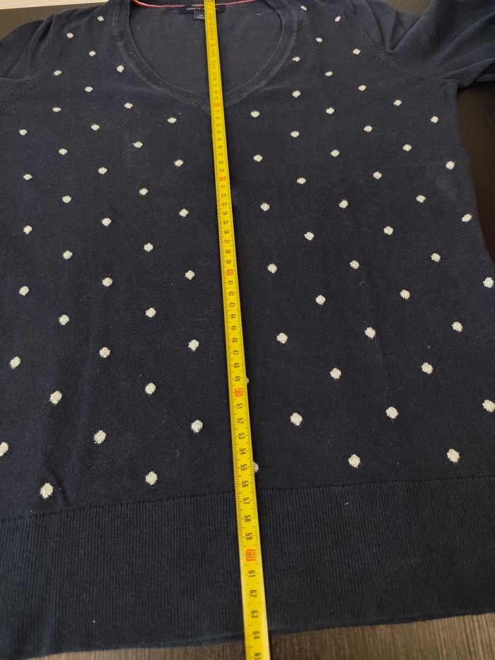 Pull col V marine à pois argenté - Tommy Hilfiger Taille S (US - Dimensions en photo) - photo numéro 7