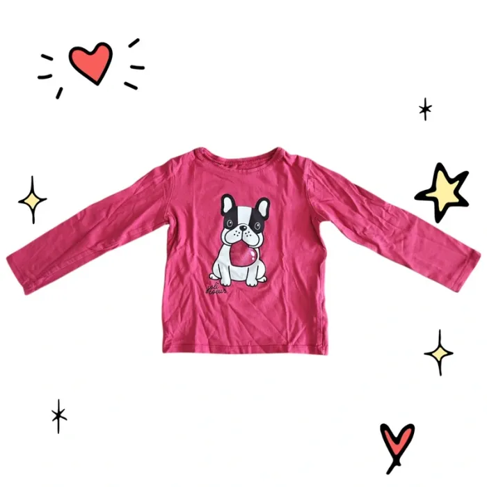 T-shirt manches longues fuchsia taille 4 ans - photo numéro 2