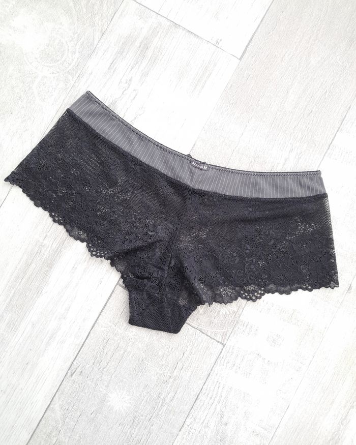 Shorty dentelle noir et gris anthracite - Athéna - photo numéro 3