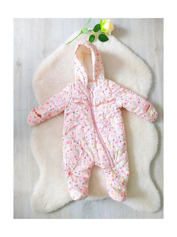 Combinaison pilote bébé Primark 0-3 mois 62 cm  petites fleurs intérieur polaire