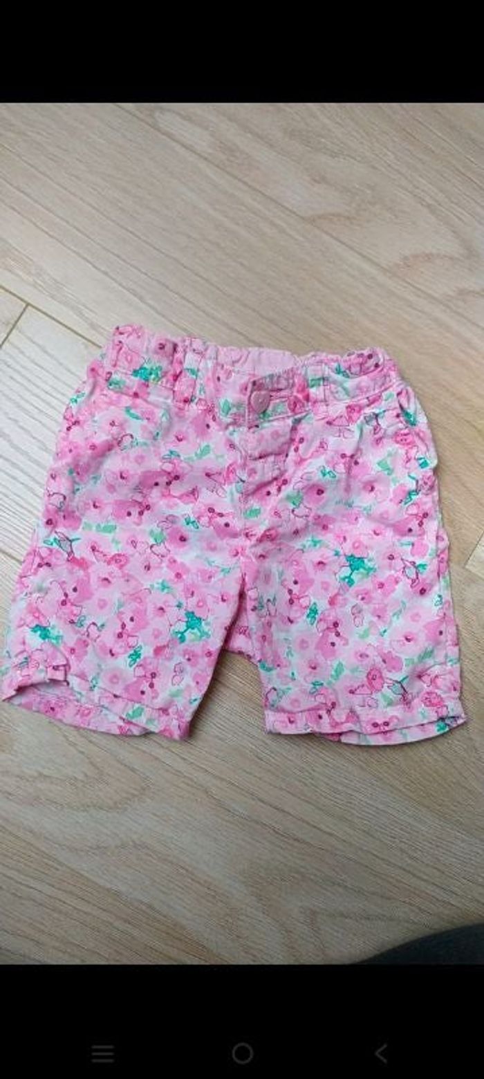 Short rose été fleurs 9/12 mois