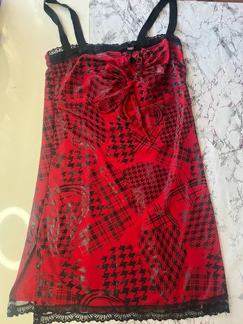 Robe rouge et noir à motif pied de poule Neuf