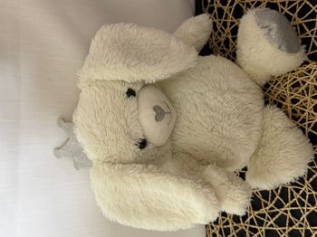 Doudou lapin blanc couronne argenté Tom & Zoé