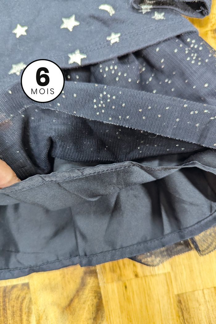 Robe noir à paillettes, manches longues - bébé fille 6 mois - photo numéro 4