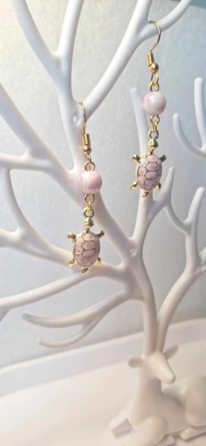 Boucles d'oreilles tortues rose