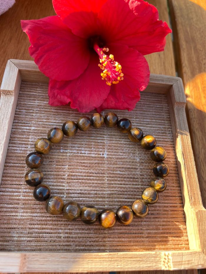 Bracelet élastique oeil de tigre marron - 8mm