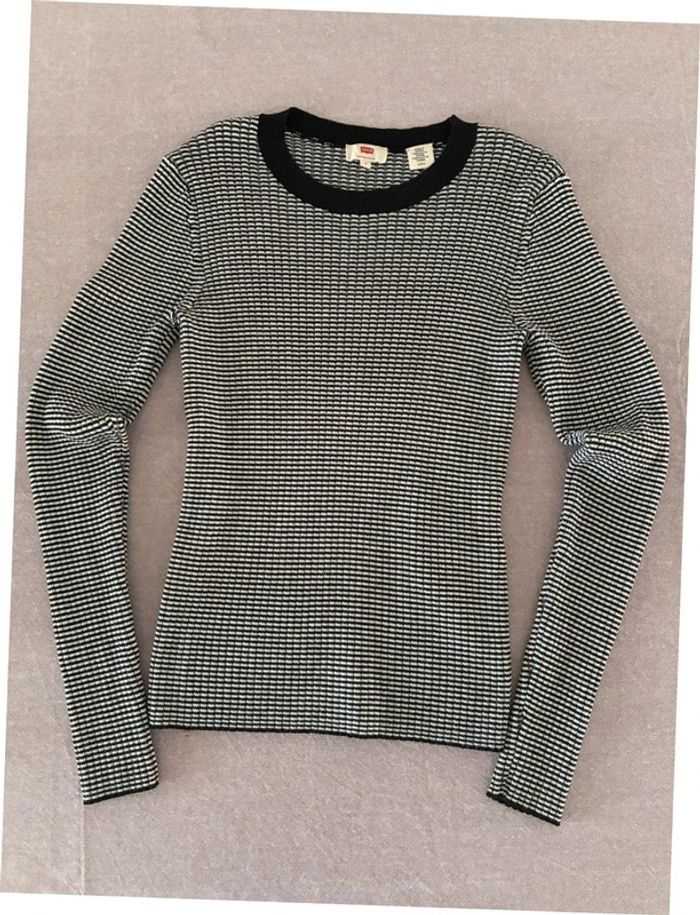 Pull Levis noir et blanc taille S en parfait état - photo numéro 5