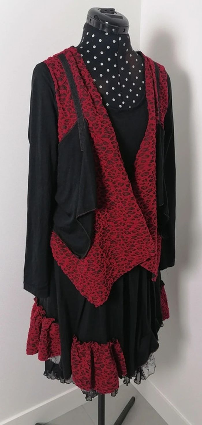 Robe et veste asymétrique 2 en 1 noir rouge Taille M C'fait pour vous - photo numéro 8