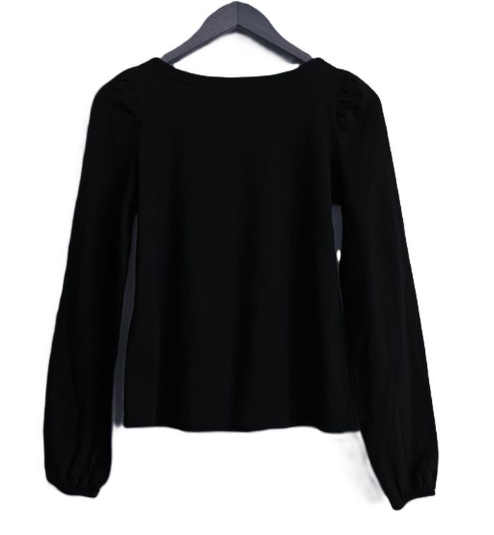 T shirt noir manches longues. Fronces. Camaïeu. Taille S - photo numéro 8