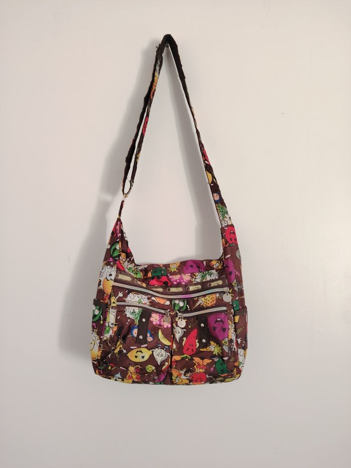 Sac bandoulière fantasie multi poches fruits et légumes rigolos