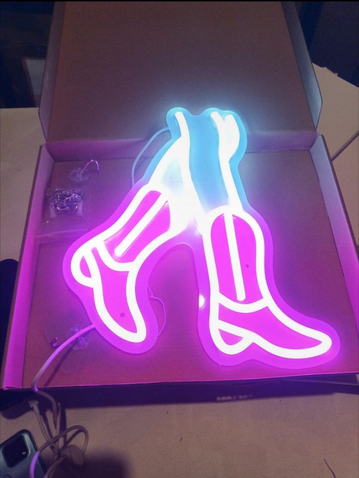 Enseigne lumineuse Bottes de cowboy, Décoration murale acrylique Usu
