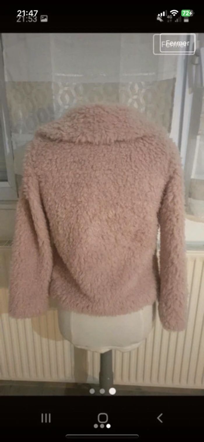 Veste rose poudrée fausse fourrure - photo numéro 3
