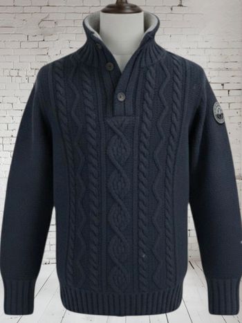Pull bleu marine torsadé la fabrique des garçons 12A