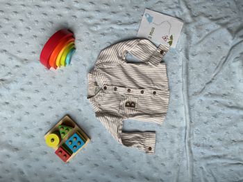 chemise manches longues blanc rayé beige poche poitrine 3 mois aéropilote