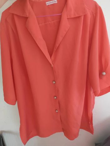Chemisier rose corail manches courtes
