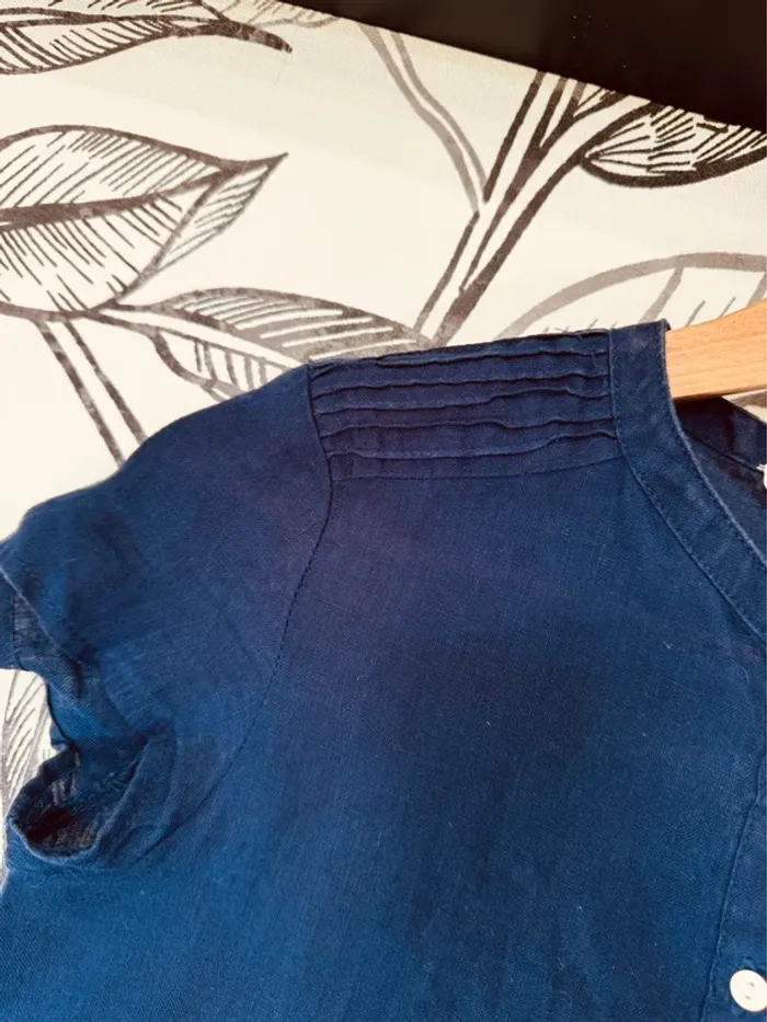 Taille 12 ans robe d’été fille Monoprix bleue marine * lin * 🌸 - photo numéro 4