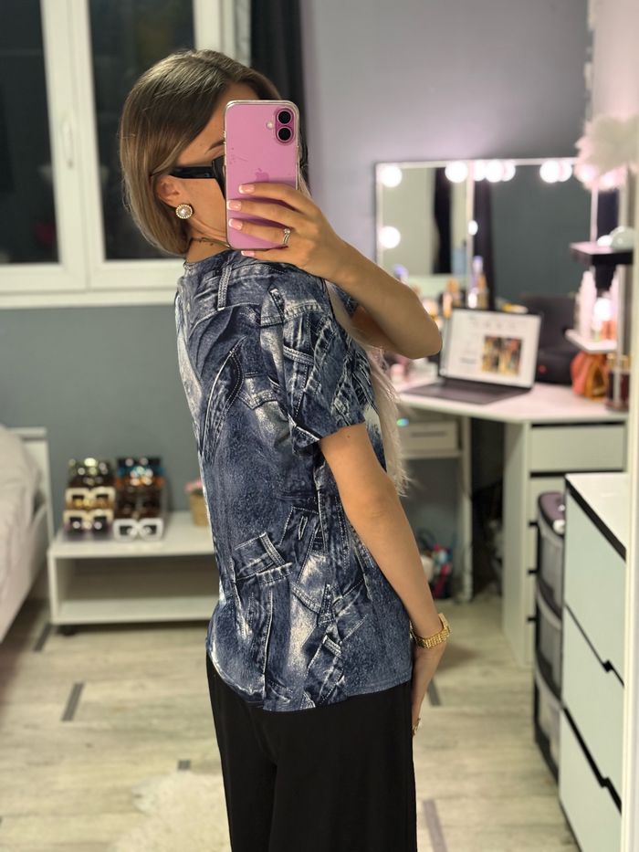 👕 T-shirt imprimé effet jean - photo numéro 3