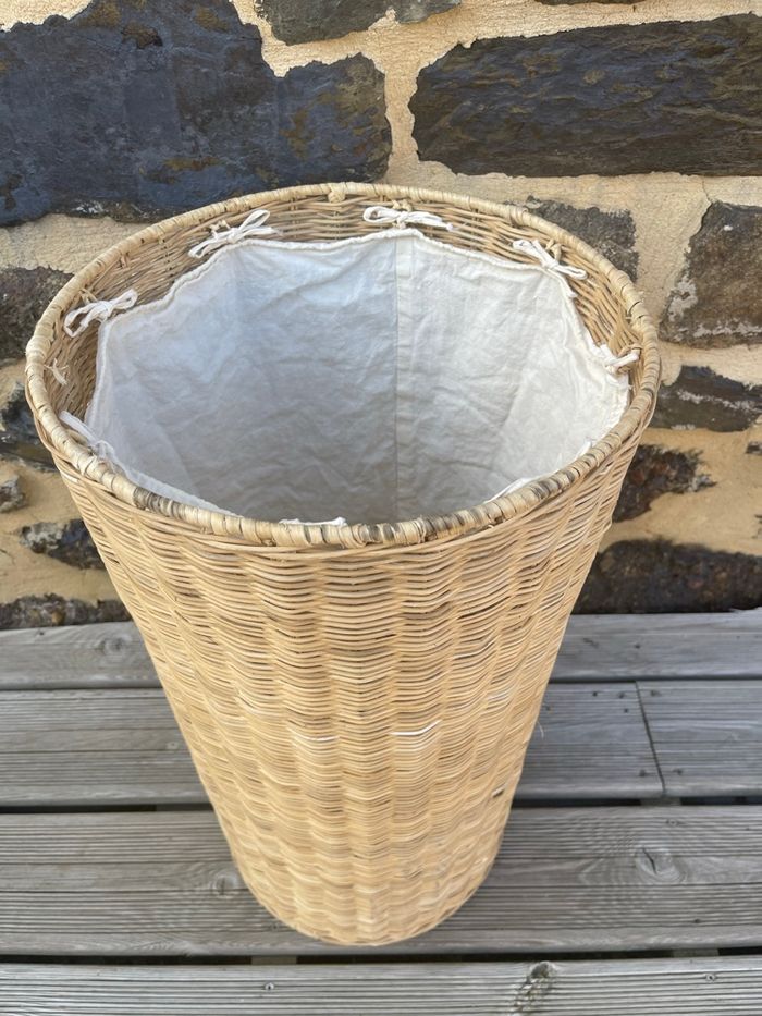 Panier à linge en rotin avec tissus - Vintage - photo numéro 3