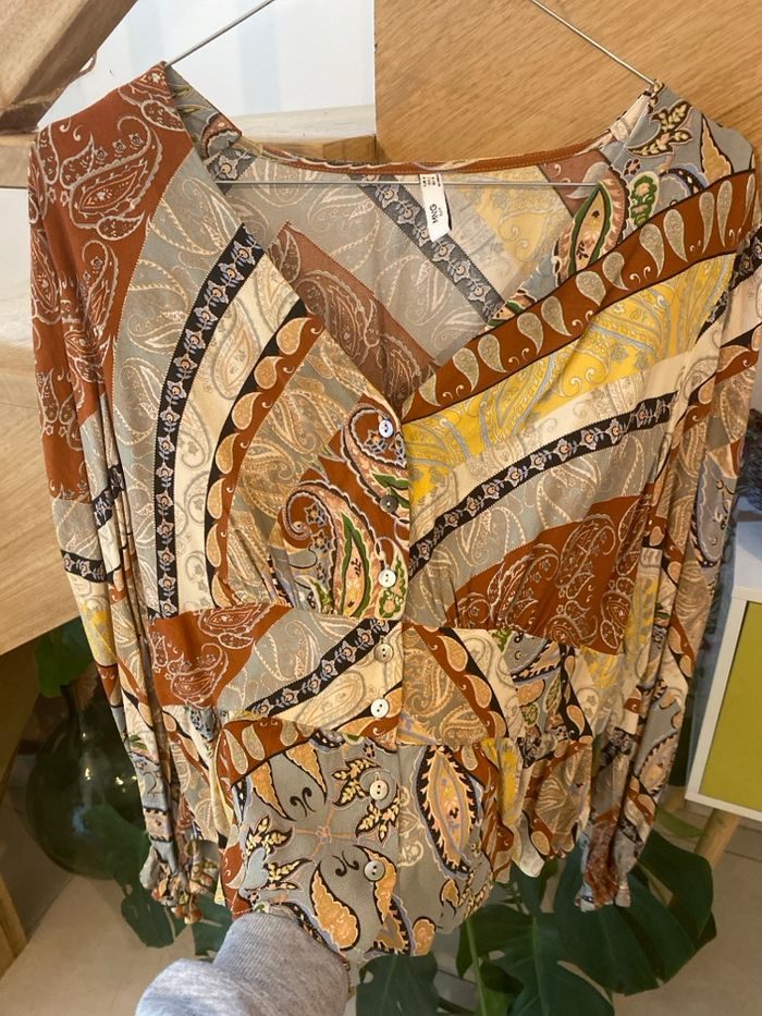 Blouse mango taille M motif cachemire terra cota - photo numéro 3