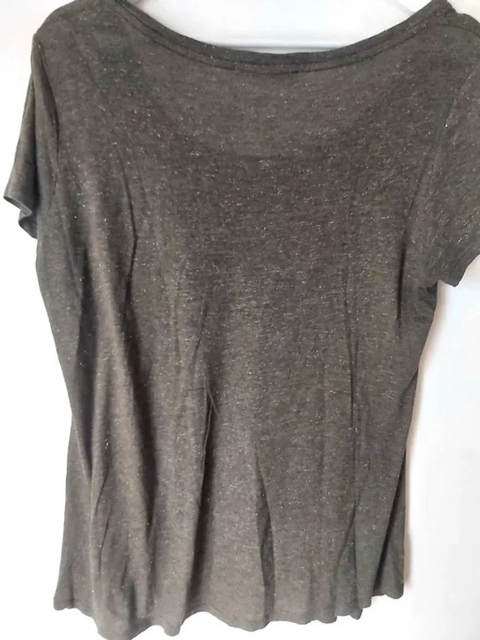T.shirt Grain de Malice kaki/ Doré et perles - photo numéro 3