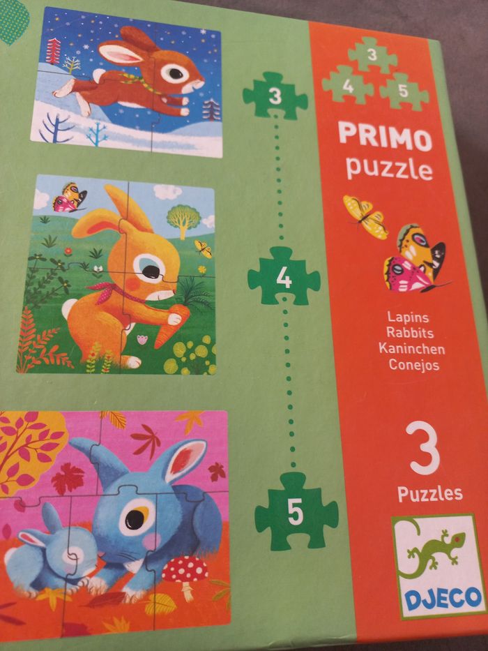 Primo puzzle lapins djeco 3, 4 et 5 pièces 2 ans - photo numéro 3