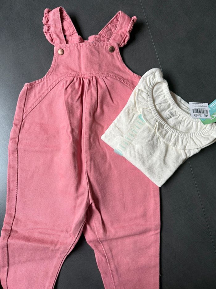 Ensemble 2 pièces salopette jean / t shirt 18 mois - photo numéro 3