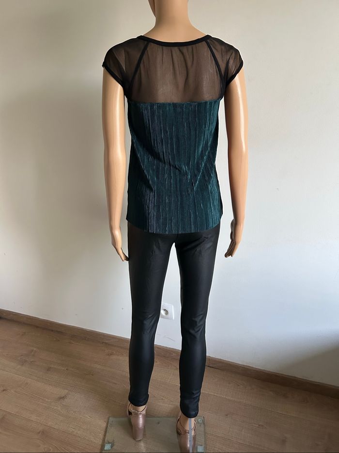 Blouse noire et verte foncée à manches courtes Morgan taille XS jamais portée - photo numéro 6