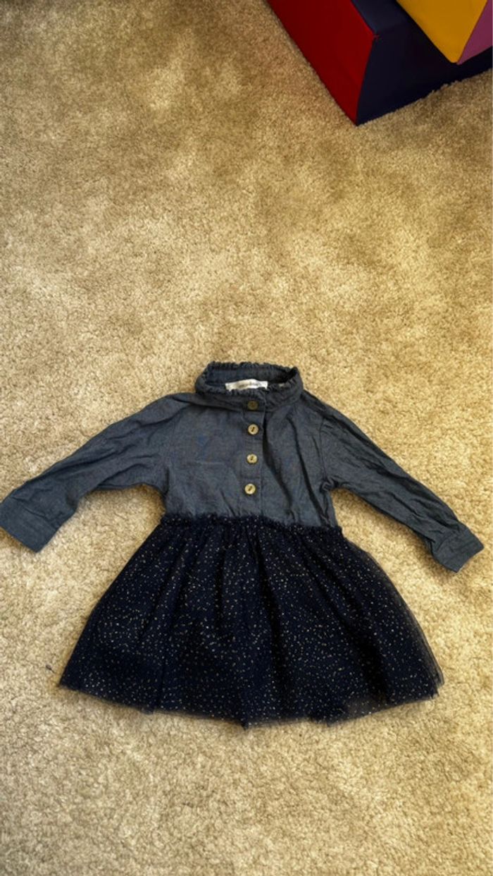 Robe en jean & tulle bleu Marèse – 6 moi